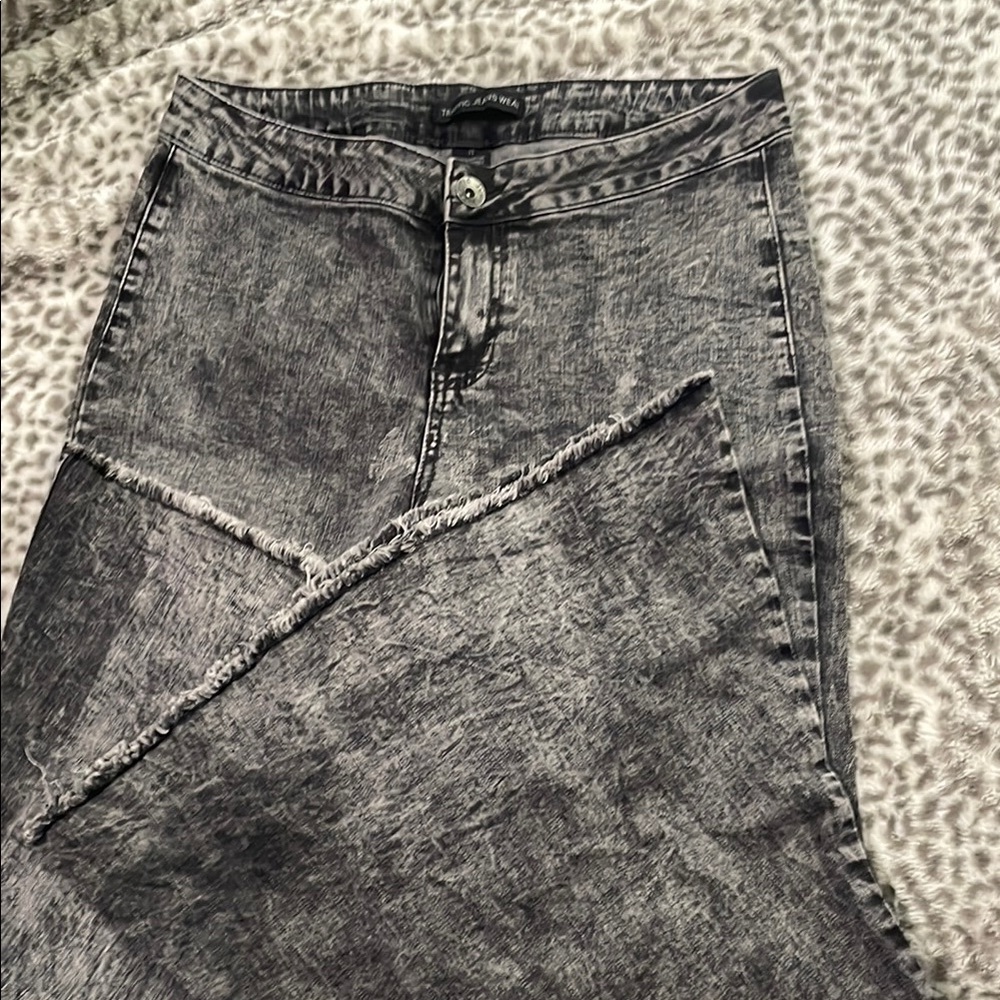 Traffic Gray Flare Wide Leg Jeans